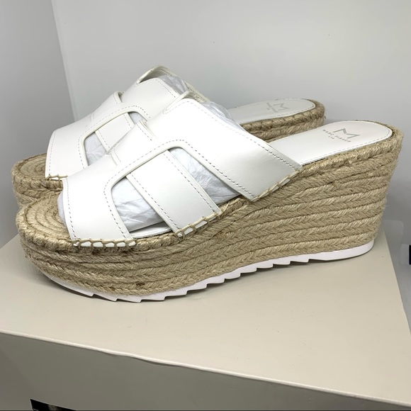 NIB Marc Fisher White Leather Robbyn Espadrille Wedge Sandals - Picture 12 of 12